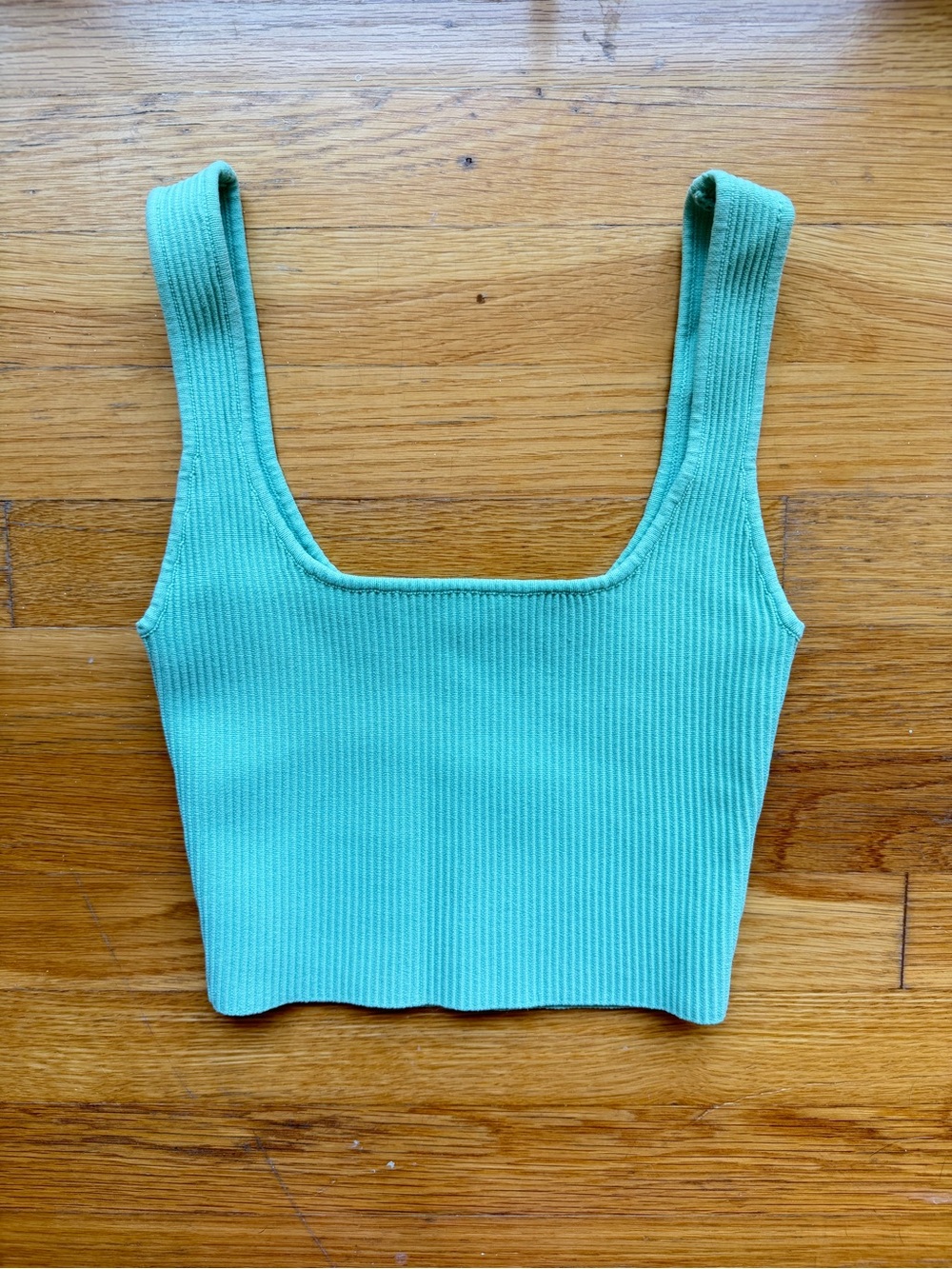 Glassons Ribbed Seamless Crop Tank Top Teal - XS